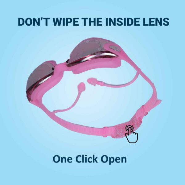 OMEZMART Swim Goggles, P2 Polarized Anti-Fog Anti-UV No Leakage Swimming Goggles for Adult and Youth with Cap and Ear Plugs (Pink)