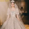 Luxury Wedding Dress Bride Shawl Long-Sleeved Sexy Maternity Dress For Pregnant Women Dubai Arabic Bridal Gown Beading Sequins