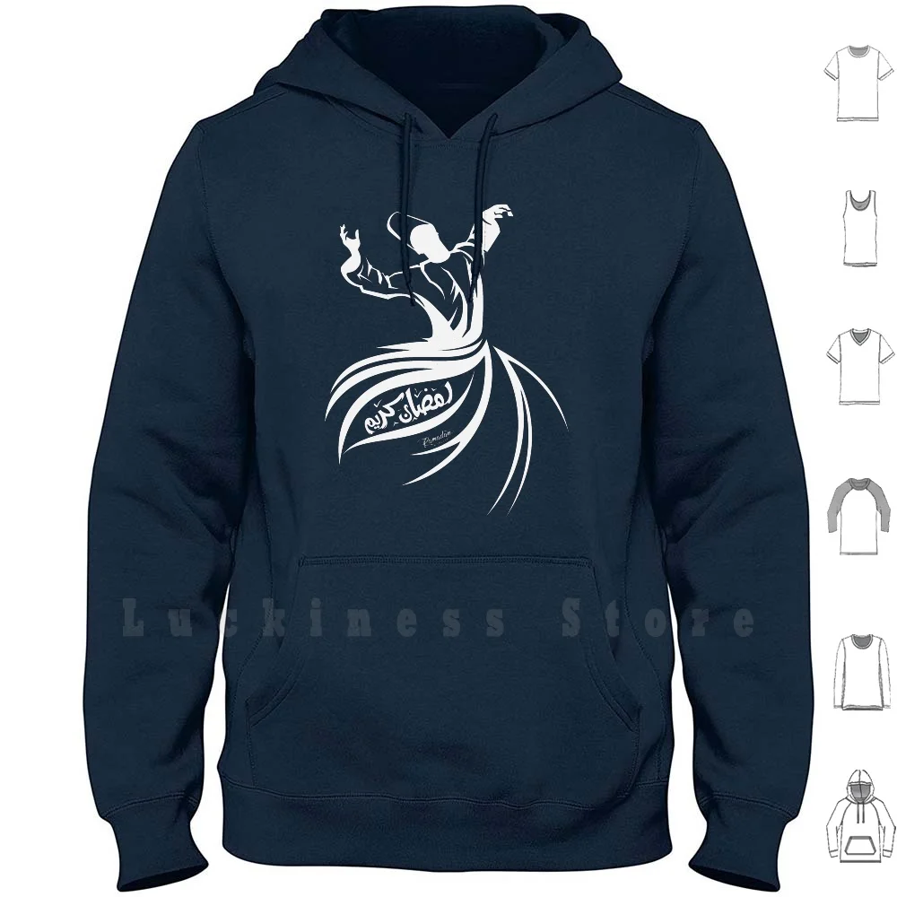 Islamic Sufi Ramadan Kareem Hoodies Long Sleeve Sufi Dance Religion Muslim Turkey Vector Shilhouette Ottoman Islamic