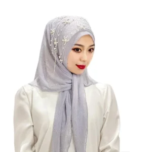 Muslim Tassels Pearls Hijab Solid Women Shawl Wrap Arabic Hijab Turkey Hijabs Scarves Turban Ramadan Headscarf Dubai Headband