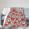 Flannel throw blanket Shakhrisyabz Suzani Uzbek embroidery print blanket bed warm plush blanket bed for picnic travel home