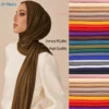 Fashion Modal Cotton Jersey Hijab Scarf Long Muslim Shawl Plain Soft Turban Tie Head Wraps For Women Africa Headband 170x60cm