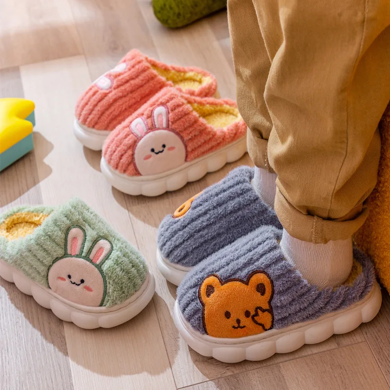 Childrens Cotton Slippers Boy Girl Indoor Anti Slip Warm Home Cotton Slipper Winter Girl Cute Cartoon Kids Slipper Uggs Slippers