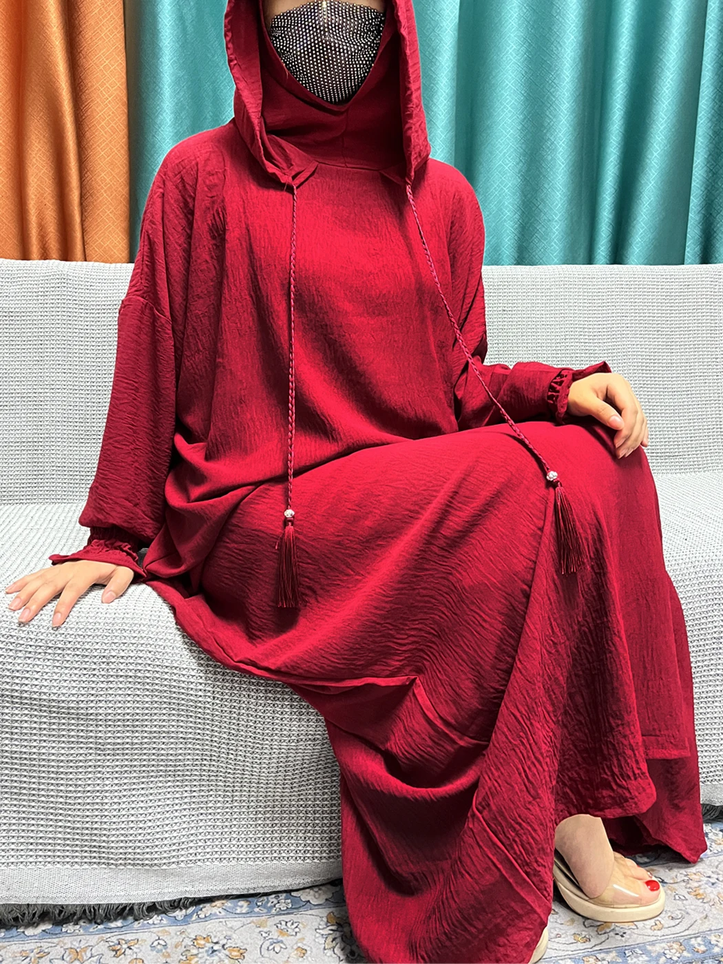 2024 Muslim Cotton Long sleeved Prayer Two piece Hooded Abayas For Women Solid Color Loose Femme Robe African Dubai Islam Dress