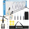 Badminton Net Pickleball Net Height Adjustable Kids' Volleyball Net Set for Backyard Beach Driveway Include 4 Alum
