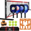 Net for Driveway, 22 FT Regulation Size Pickleball Set with Net and Fiberglass Paddles Set of 4, Outdoor Pickleballs
