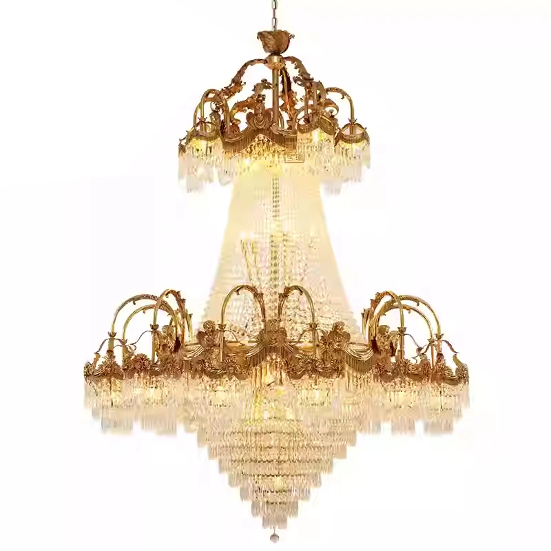 Luxury European Style Crystal Brass Chandelier - French Hotel Wedding Decorative Pendant Light, Art Deco Design, Big Size (Model YG208)