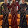 Middle East Women Long Abaya Velvet Pearl Diamond Robe Dubai Muslim Dress Bodysuit High Stretch Dress Party Dress