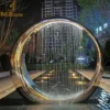 Outdoor Garden Modern Large Stainless Steel Art Circle Mirror Finishing Water Feature Fountain Sculpture