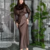 Eid Satin Muslim Two Piece Set for Women Abaya Morocco Party Skirt Ramadan Dress Sets Abayas Kaftan Islam Dubai Arab Long 2024