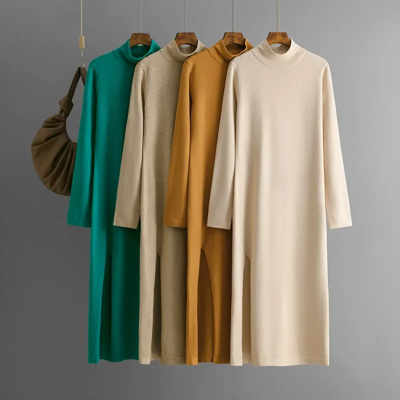 Muslim Women Knitting Dress Ramadan Arab Sweater Long Robe Morocco Dubai Abayas Kaftan Autumn Winter Knitted Vestidos Jalabiya