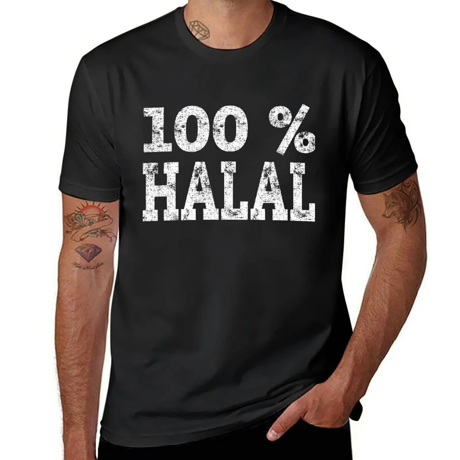 Funny 100% Halal Shirt Fasting Ramadan Muslim Tee Gift T-Shirt quick drying plus sizes t shirt for men