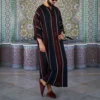 Muslim Men Long Robe Saudi Islamic Stripe Printing Abaya Caftan Dubai Arab Eid Morocco Thobe Jubba Jalabiya Summer Ramadan 2024