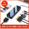 USB-C Hub 13-in-1 Gigabit Docking Station VGA Type C 4K30Hz HDMI-compatible USB 3.0 Adapter RJ45 PD100W