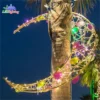 custom.Fairy Moon and Star LED Ramadan Motif Light 2D/3D Motif Decorations Red Emitting Light with IP65 Rating for Eas
