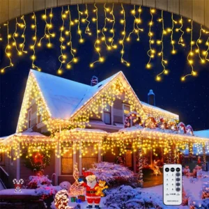 Christmas Decorations For Home Outdoor LED Curtain Icicle String Light Street Garland On The House Winter 4-80M Ramadan Decor