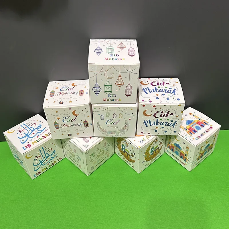 50pc Eid Mubarak Decor Islamic Candy Box Ramadan And Eid Chocolate And Favor Boxes Package Muslim Gift Box Prayer Party Supplies