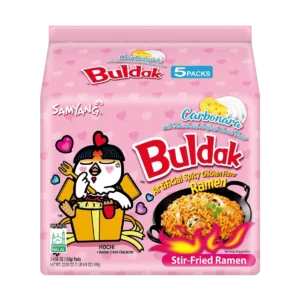 [5Packs 25Pieces]Korean Buldak Noodles Carbonara Stir-Fried Ramen Carbonara Hot Chicken Flavor - 5 Pieces* 4.58oz*5Packs