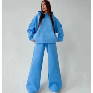 Womens Two Piece Outfits Lounge Sets Oversized Hoodies Autumn Fashion Sweat Suits Wide Leg Sweatpants With Pockets