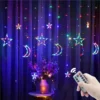 Ramadan Decoration 2025 LED Star Moon Christmas Garland Curtain String Lights For Home Islam Muslim Party EID Mubarak Decor